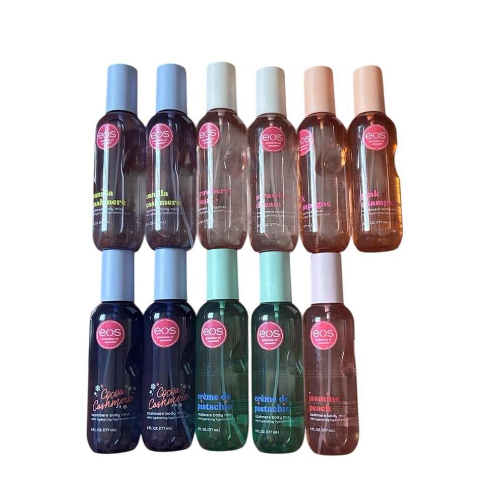 EOS BUST Vanilla Cashmere Strawberry Dream Pink Champaign Pome Peach Pistachio